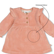 FALL IN LOVE — Organic Cotton Embossed Velour Ruffled Dress