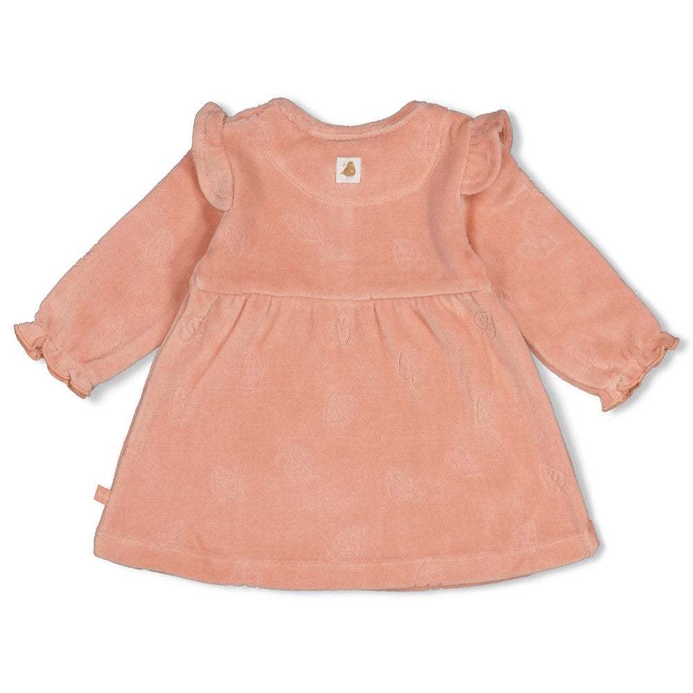 FALL IN LOVE — Organic Cotton Embossed Velour Ruffled Dress