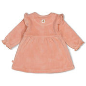 FALL IN LOVE — Organic Cotton Embossed Velour Ruffled Dress