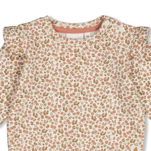 FALL IN LOVE — Organic Cotton Floral Ruffled Sweat Top