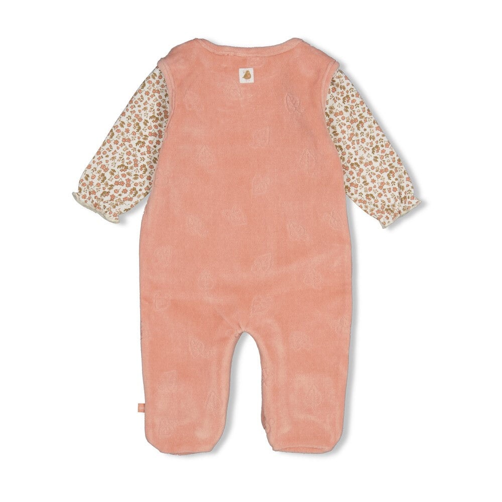 FALL IN LOVE — Organic Cotton Velour & Floral Jersey 2-Piece Footed Romper Set