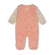 FALL IN LOVE — Organic Cotton Velour & Floral Jersey 2-Piece Footed Romper Set