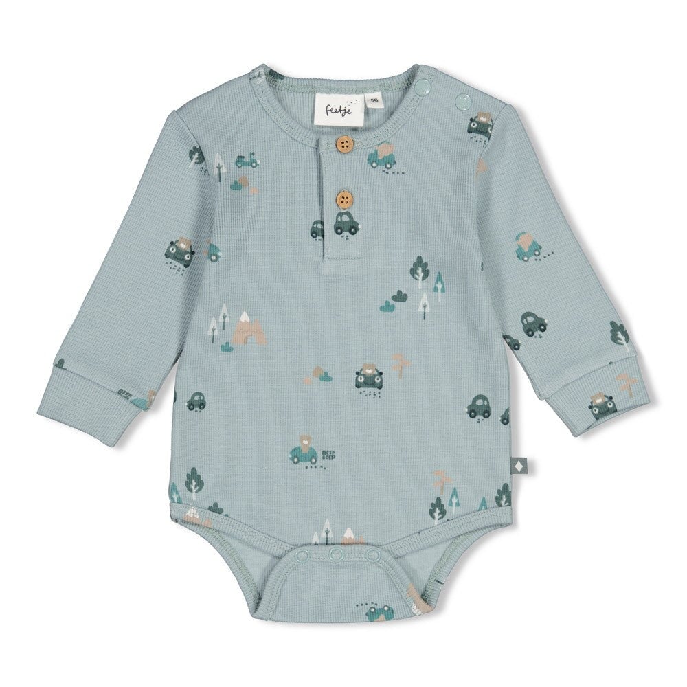 BEEP BEEP — Organic Cotton Rib Jersey Printed Bodysuit