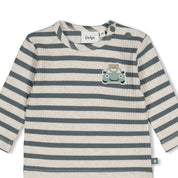 BEEP BEEP — Organic Cotton Striped Rib Jersey Fashion Top