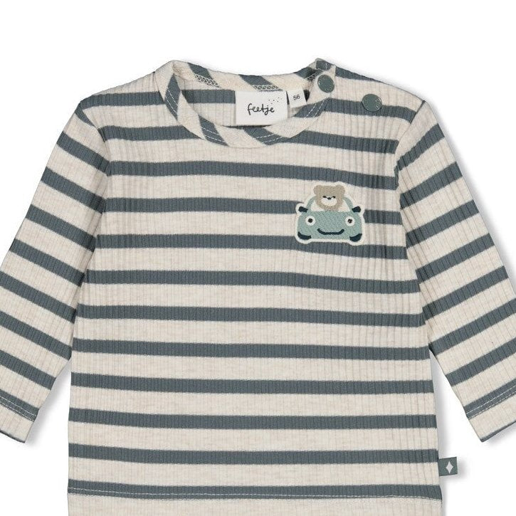 BEEP BEEP — Organic Cotton Striped Rib Jersey Fashion Top