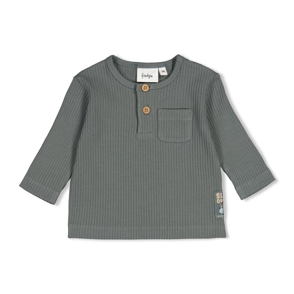 BEEP BEEP — Organic Cotton Rib Jersey Henley Fashion Top