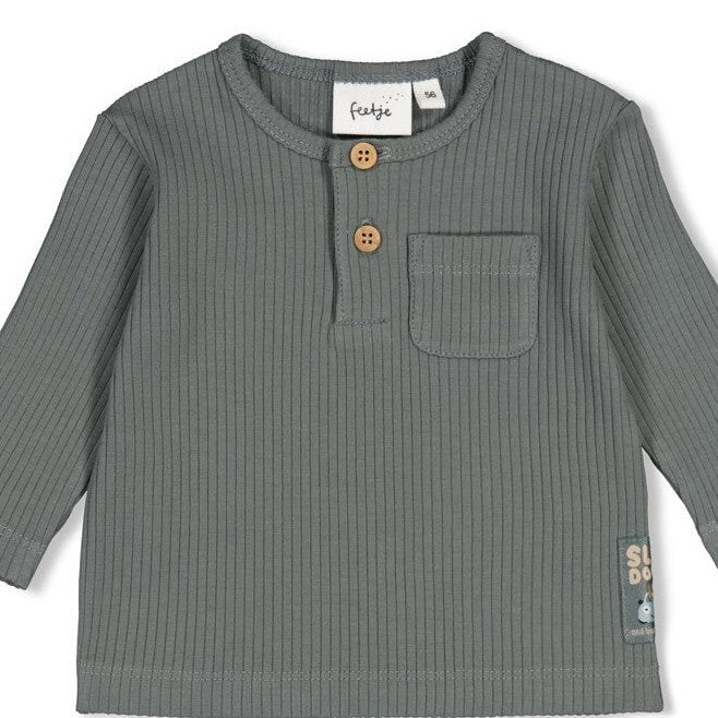 BEEP BEEP — Organic Cotton Rib Jersey Henley Fashion Top