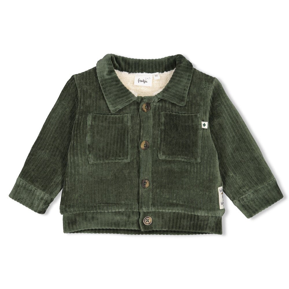 WIGGLE AND WADDLE — Organic Cotton Ribbed Velour Teddy-Lined Jacket