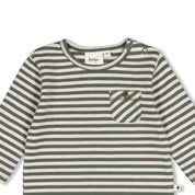 WIGGLE AND WADDLE — Organic Cotton Striped Rib Jersey Pocket Fashion Top
