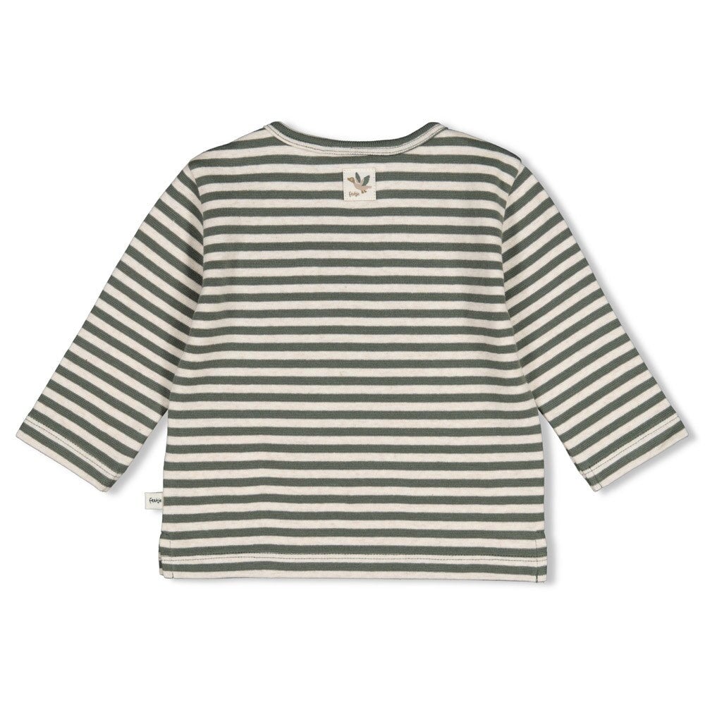 WIGGLE AND WADDLE — Organic Cotton Striped Rib Jersey Pocket Fashion Top