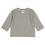 WIGGLE AND WADDLE — Organic Cotton Striped Rib Jersey Pocket Fashion Top