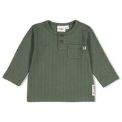 WIGGLE AND WADDLE — Organic Cotton Fancy Rib Henley Fashion Top
