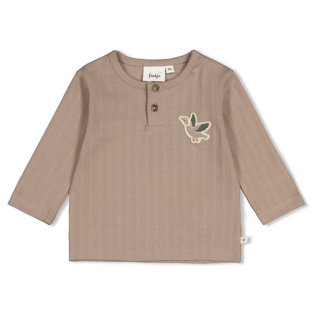 WIGGLE AND WADDLE — Organic Cotton Fancy Rib Duck Henley Fashion Top
