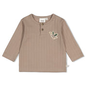WIGGLE AND WADDLE — Organic Cotton Fancy Rib Duck Henley Fashion Top