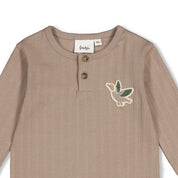 WIGGLE AND WADDLE — Organic Cotton Fancy Rib Duck Henley Fashion Top