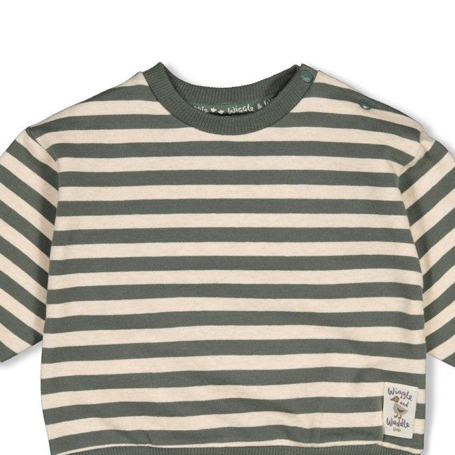 WIGGLE AND WADDLE — Organic Cotton Elastic French Terry Striped Sweat Top