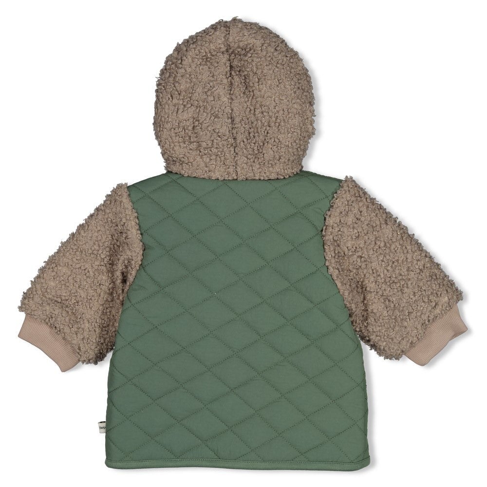WIGGLE AND WADDLE — Quilted Teddy Bouclé Hooded Jacket