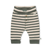 WIGGLE AND WADDLE  - Organic Cotton Elastic French Terry Striped Henley Fashion Pants