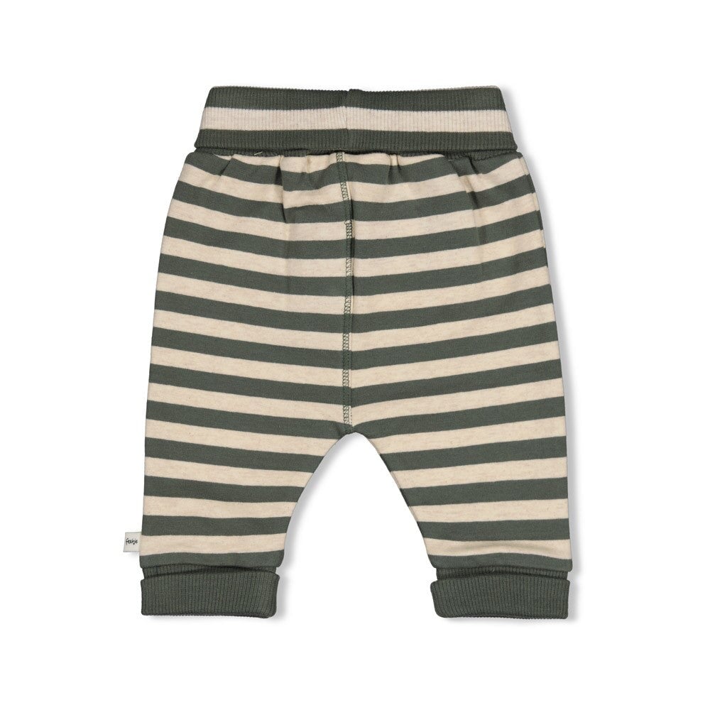 WIGGLE AND WADDLE  - Organic Cotton Elastic French Terry Striped Henley Fashion Pants