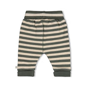 WIGGLE AND WADDLE  - Organic Cotton Elastic French Terry Striped Henley Fashion Pants