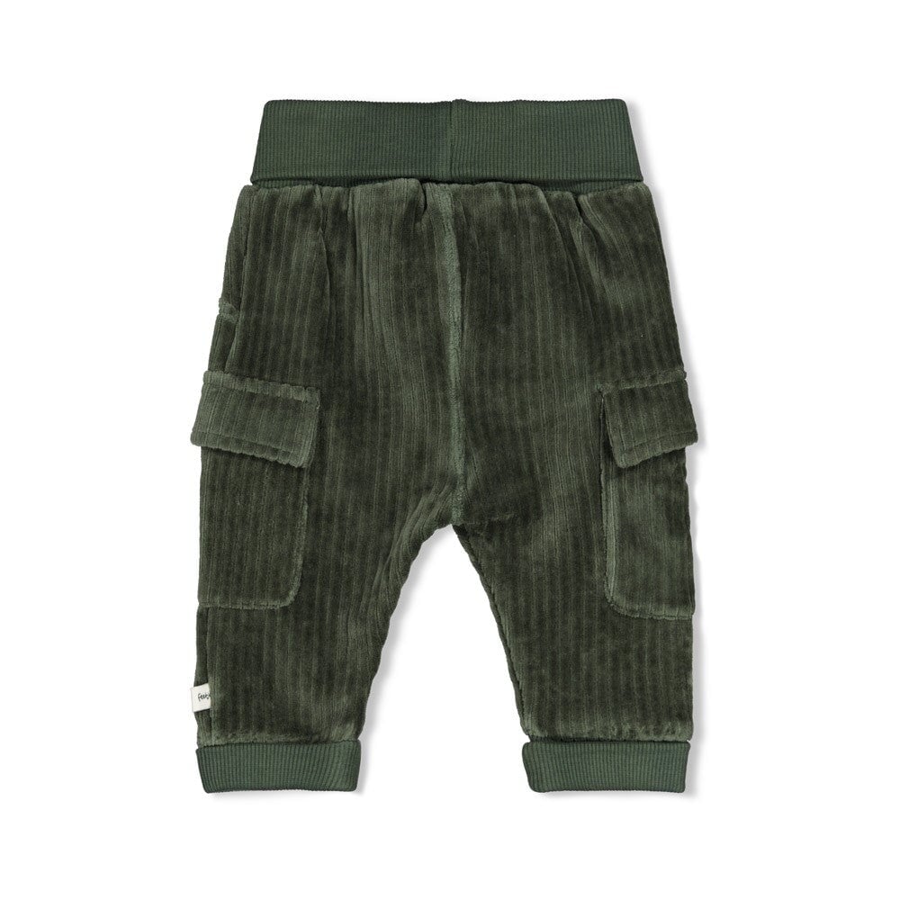 WIGGLE AND WADDLE — Organic Cotton Ribbed Velour Cargo Fashion Pants
