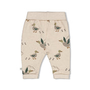 WIGGLE AND WADDLE — Organic Cotton Elastic French Terry Duck Printed Fashion Pants