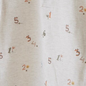 COOL FAMILY Allover Print Slub Yarn Short Sleeve Top