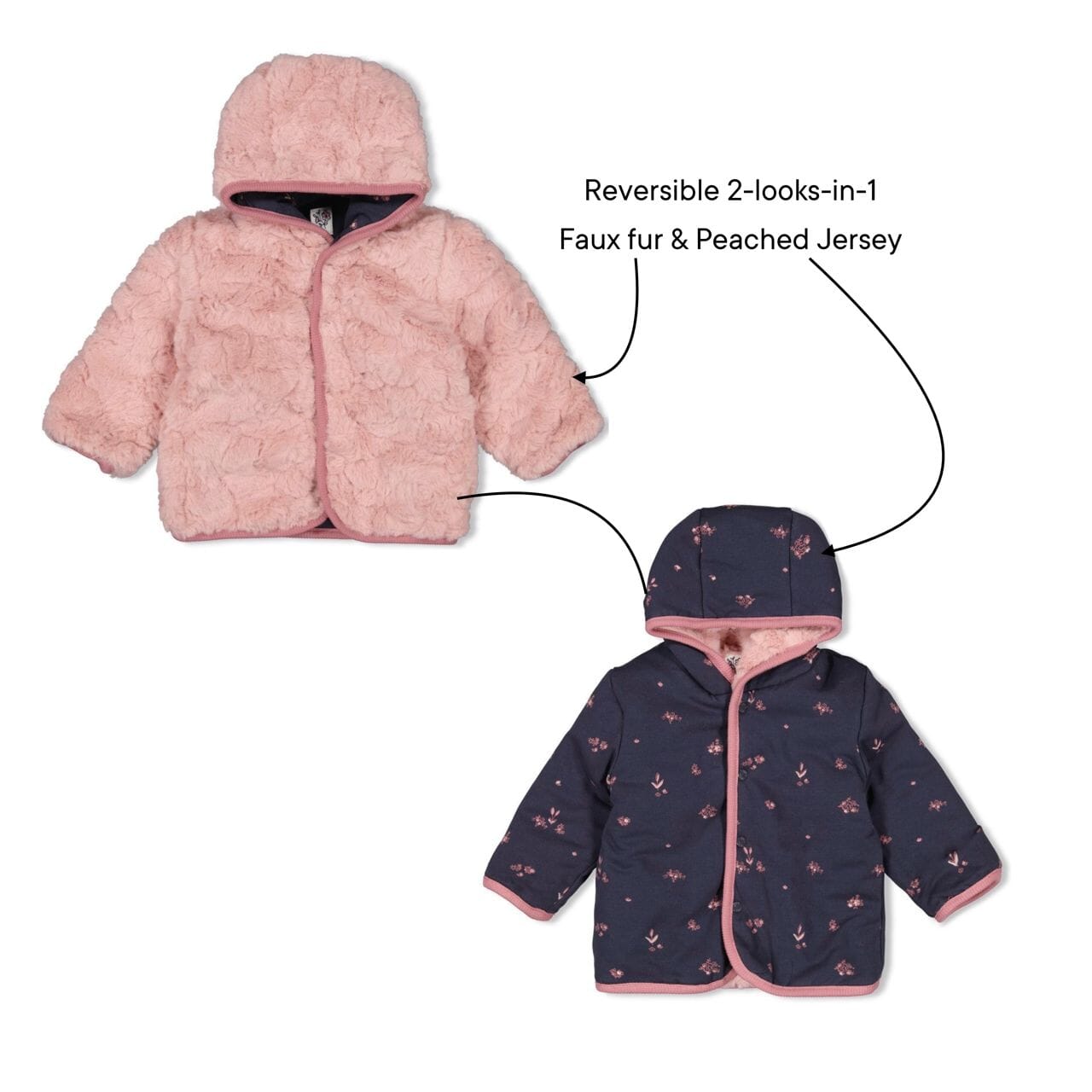 SWAN LAKE - Reversible Faux Fur & Peached Jersey Jacket