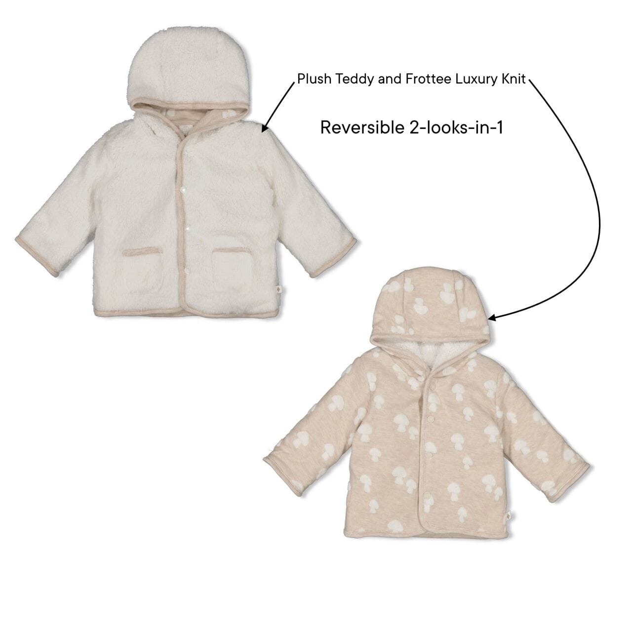 DEAR AUTUMN - Reversible Frottee Knit & Teddy Jacket with Hood