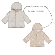 DEAR AUTUMN - Reversible Frottee Knit & Teddy Jacket with Hood