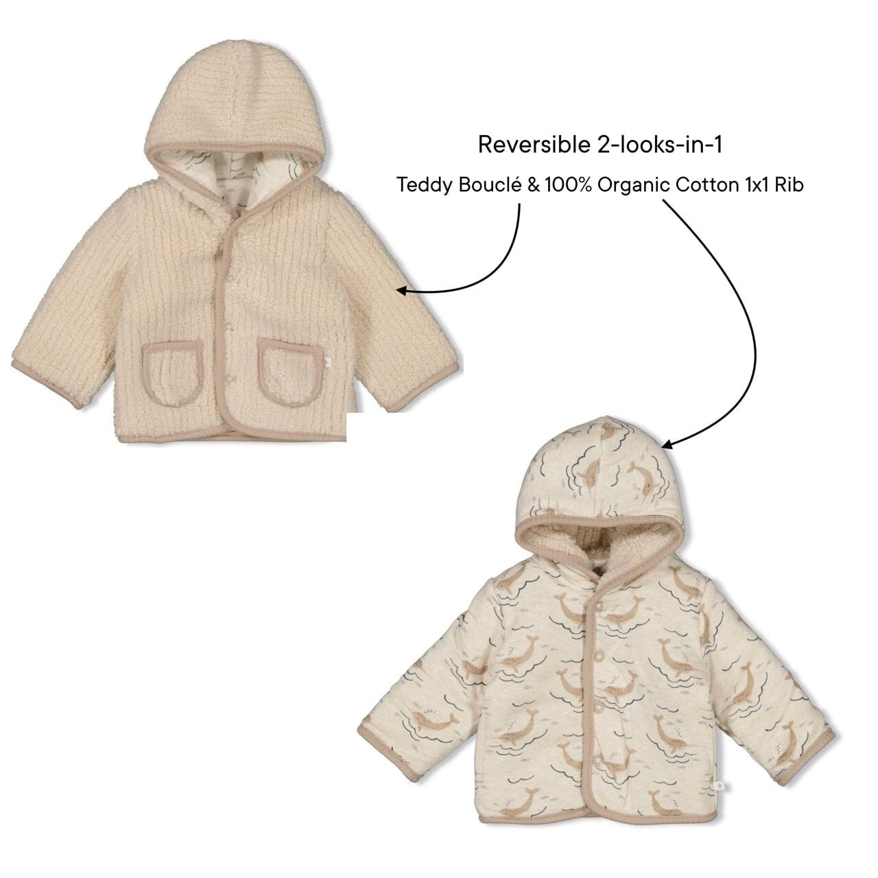 NARWAL - Reversible Teddy Bouclé & Organic Cotton Rib Knit Jacket
