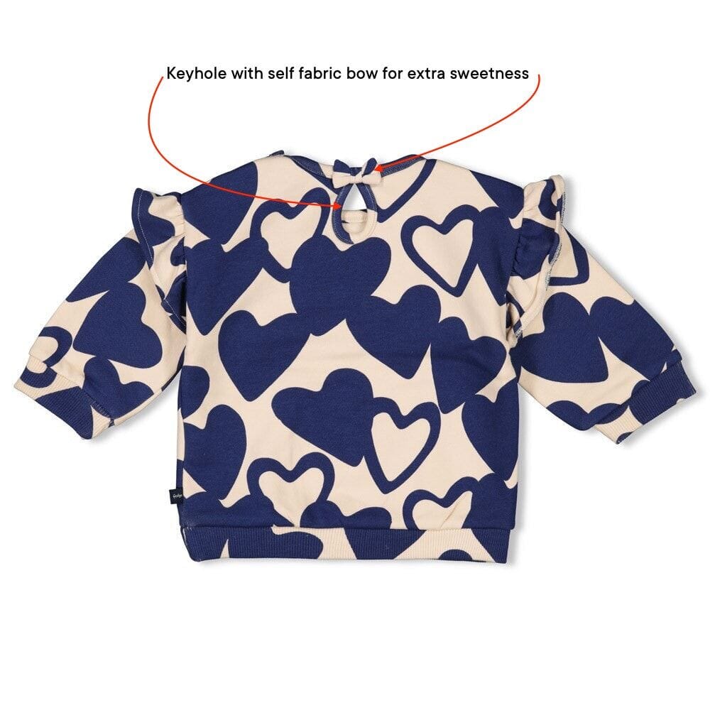 KEEPSAKE DENIM - Allover Heart French Terry Ruffle Sweat Top