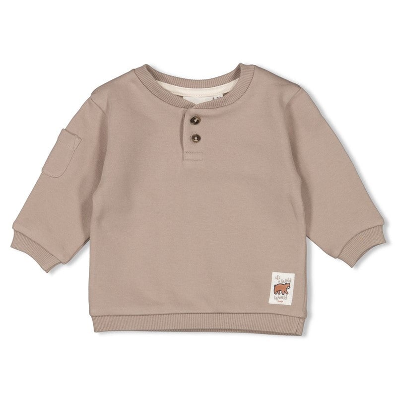 WILD WORLD - French Terry Henley Collar Sweat Top