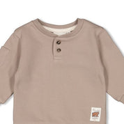 WILD WORLD - French Terry Henley Collar Sweat Top