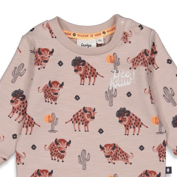 YEEHAW Allover Print French Terry Sweat Top