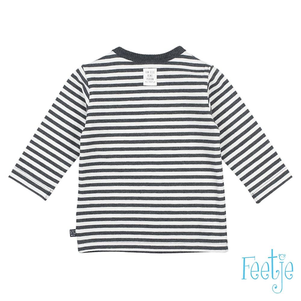 MINI PERSON Faux 3 Button Placket  Stripe Long Sleeve Top