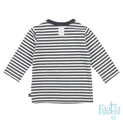 MINI PERSON Faux 3 Button Placket  Stripe Long Sleeve Top