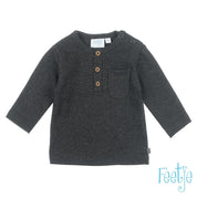 MINI PERSON  Solid Faux 3 Button Placket Top