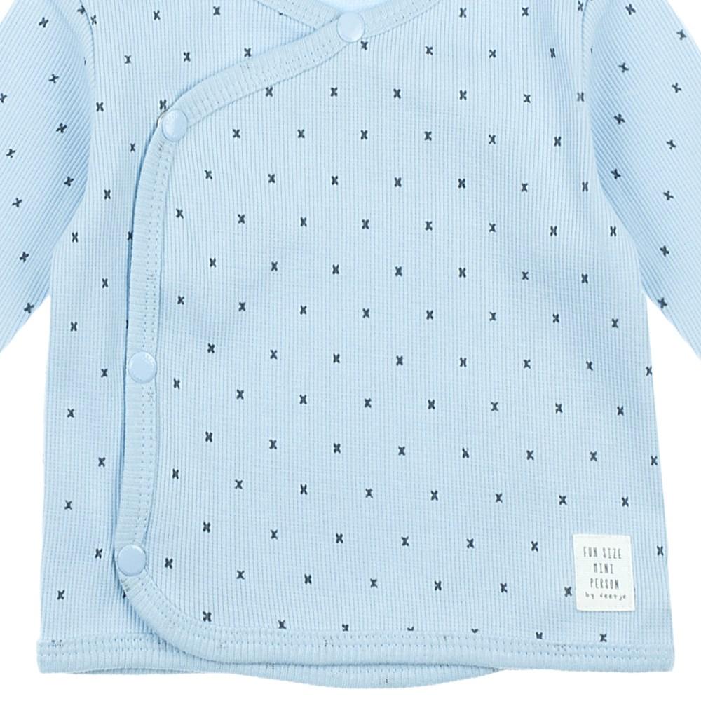 MINI PERSON Allover Print Wrap-Over Side-Snap Long Sleeve Top