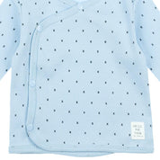 MINI PERSON Allover Print Wrap-Over Side-Snap Long Sleeve Top