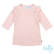 DOTS Allover Print Ruffle Shoulder Knit Dress