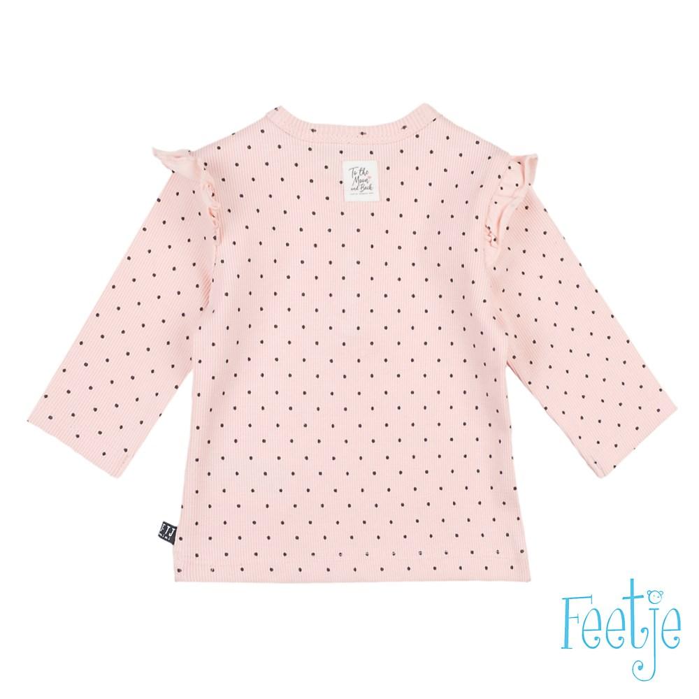 DOTS Allover Print Shoulder Ruffle Long Sleeve Top