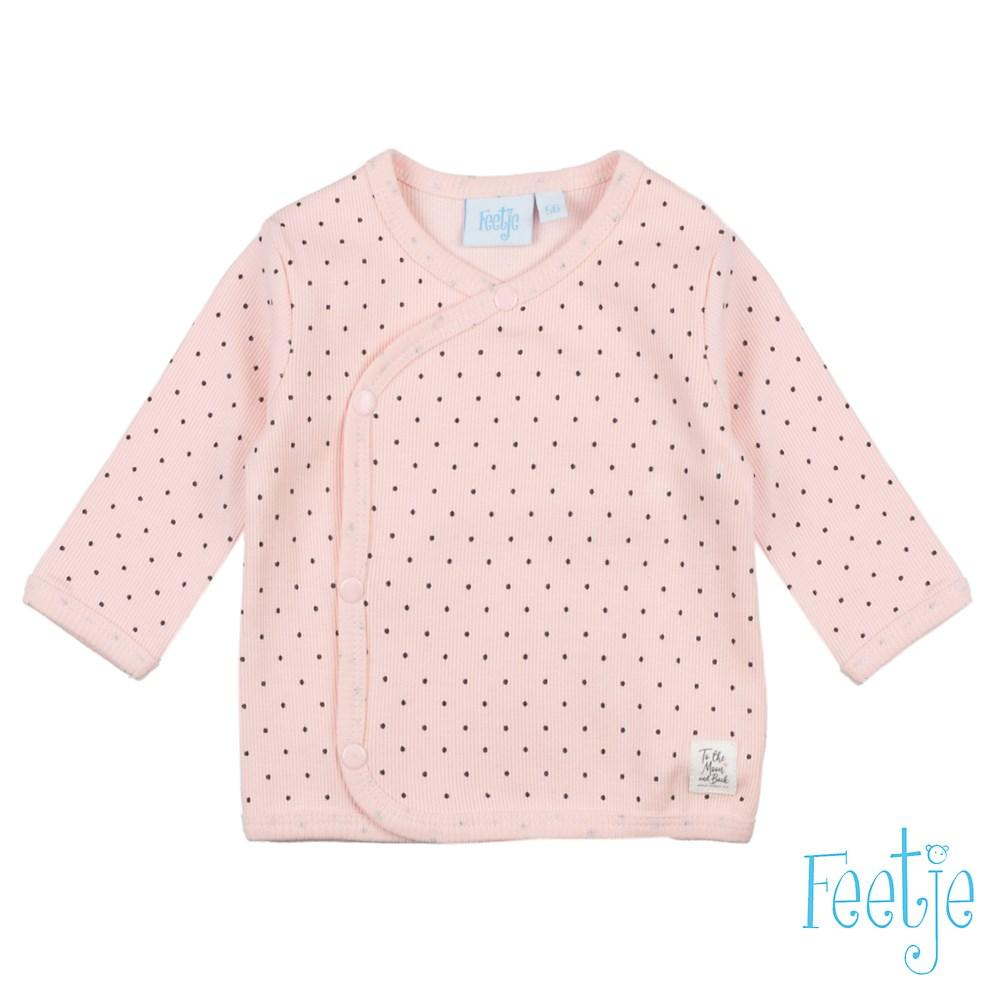 DOTS  Allover Print Wrap Over Side-Snap Long Sleeve Top