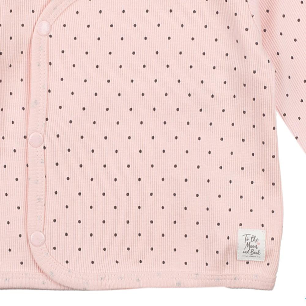DOTS  Allover Print Wrap Over Side-Snap Long Sleeve Top