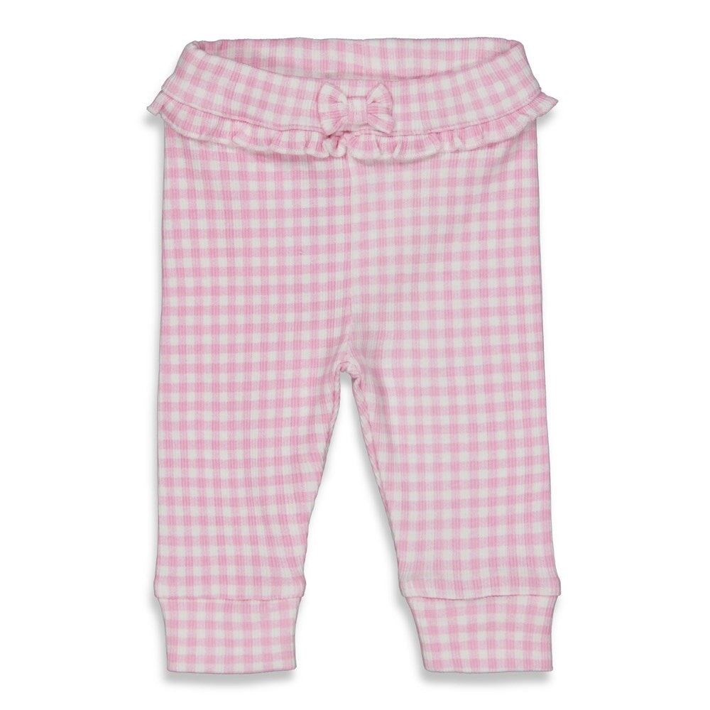 COTTON CANDY Rib Knit Gingham Pull On Pants