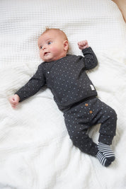 MINI PERSON Allover Print Wrap-Over Side-Snap Long Sleeve Top