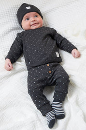 MINI PERSON Allover Print Wrap-Over Side-Snap Long Sleeve Top